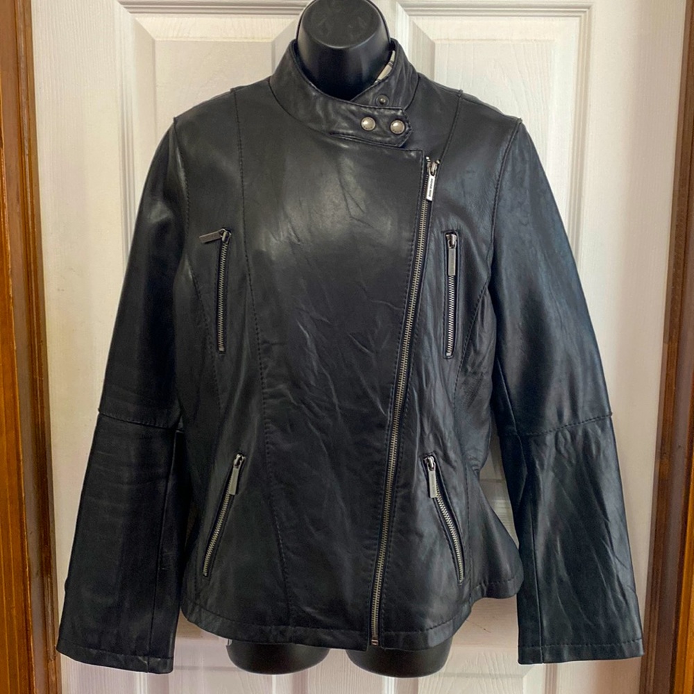 Michael Kors black Leather Moto jacket